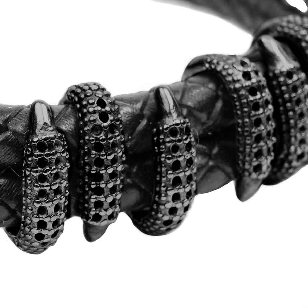 Pulseras de Cuero Hombre Mujer Negro Garras de Dragón