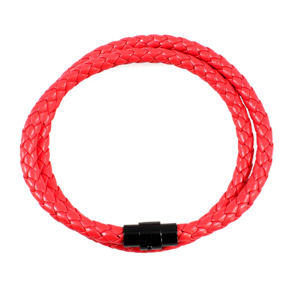 Pulsera Cuero Hombre Brazalete Pulseras Roja Larga Mujer