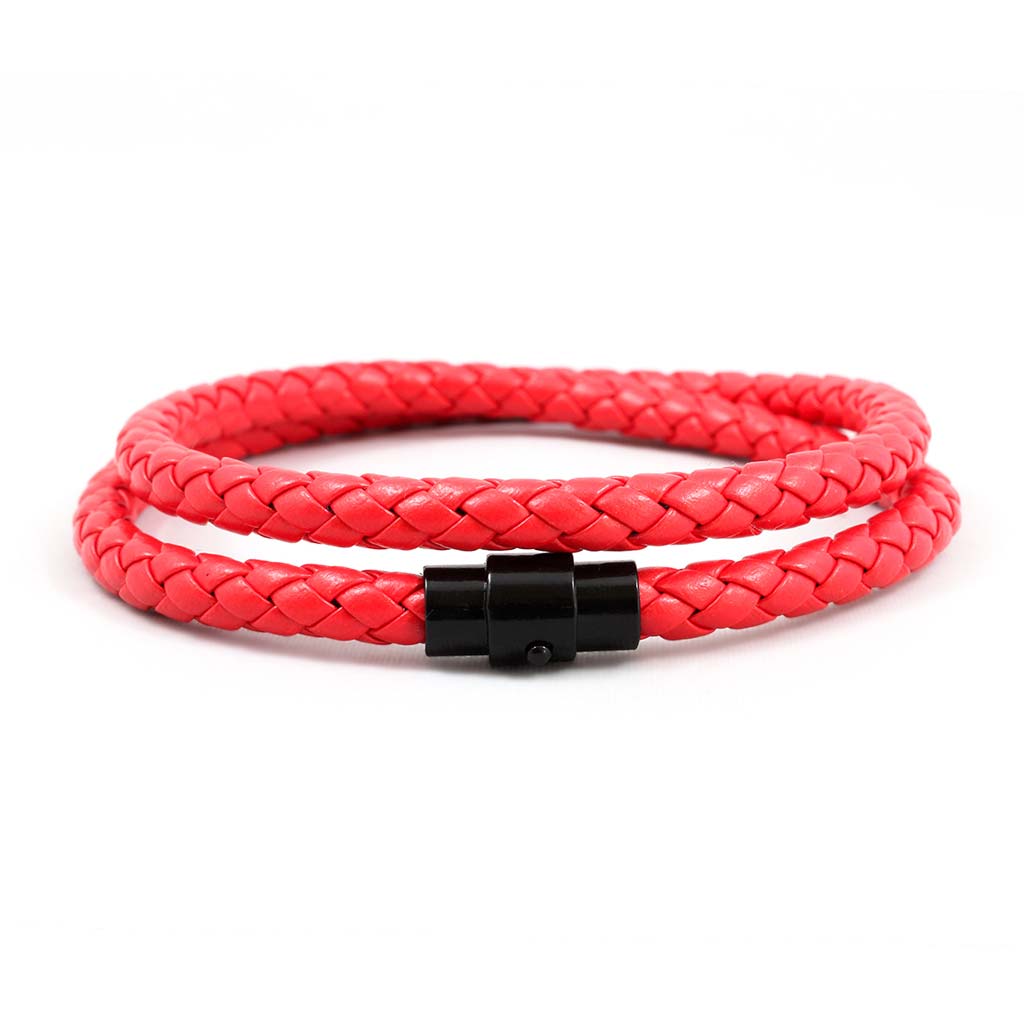 Pulsera Cuero Hombre Brazalete Pulseras Roja Larga Mujer