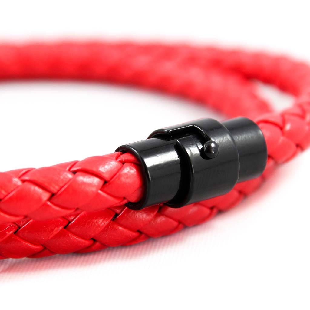 Pulsera Cuero Hombre Brazalete Pulseras Roja Larga Mujer