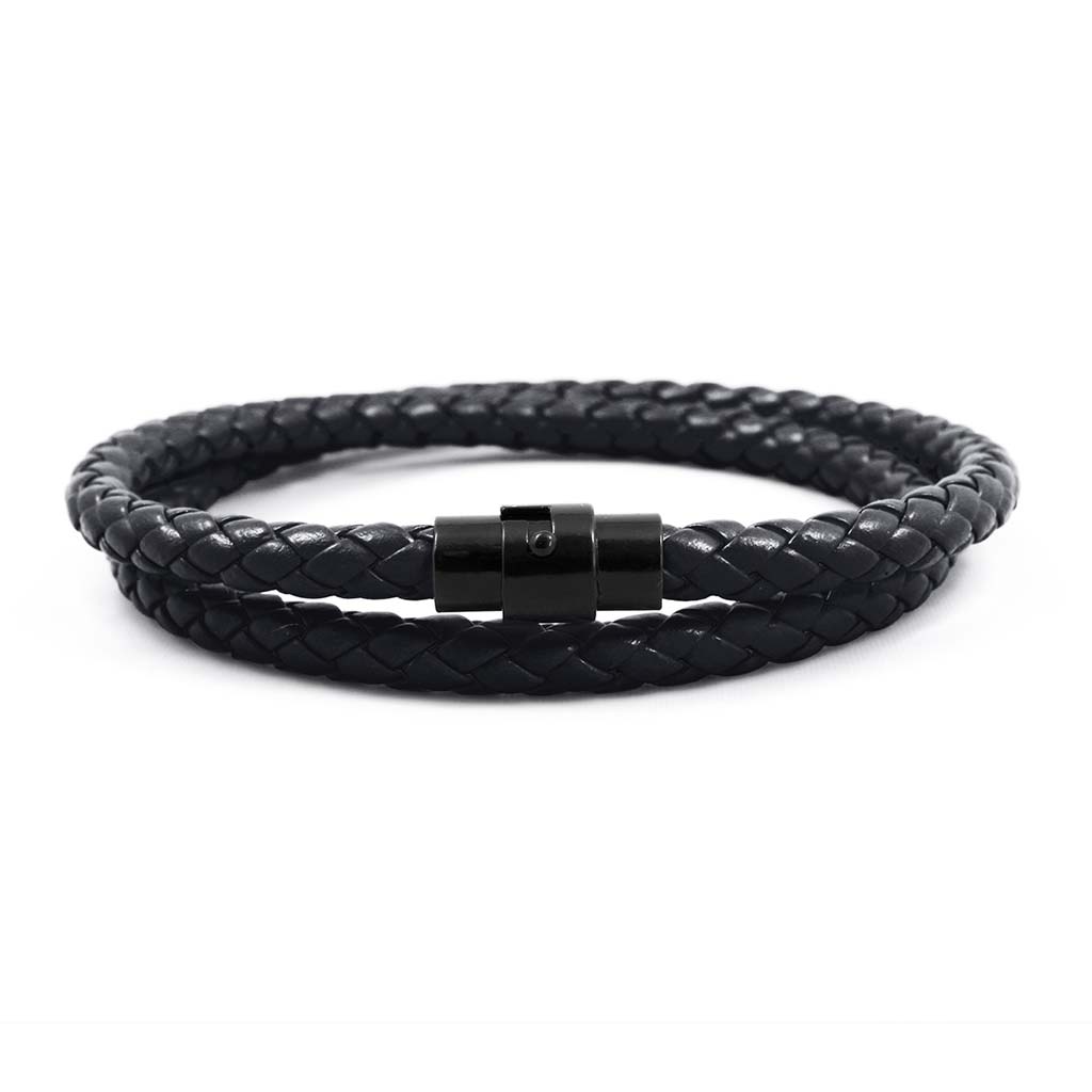 Pulsera Cuero Hombre Brazalete Pulseras Negro Larga Mujer