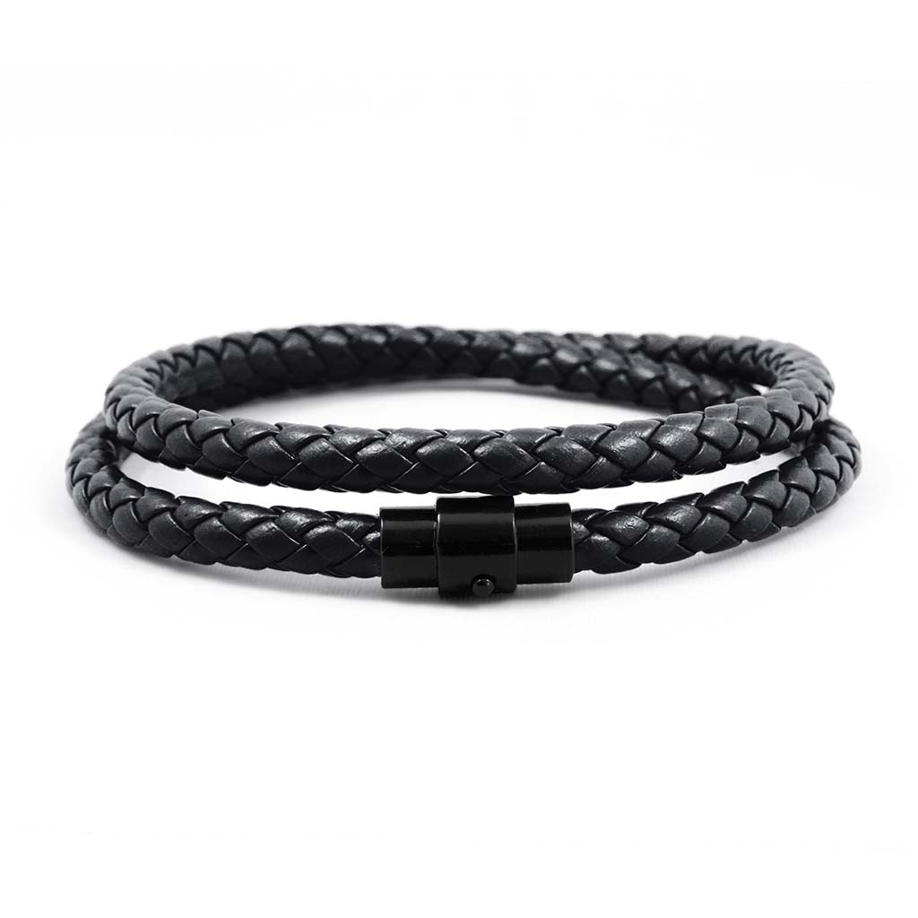 Pulsera Cuero Hombre Brazalete Pulseras Negro Larga Mujer