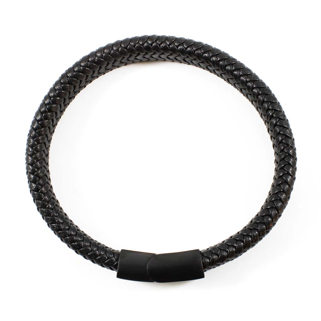 Pulsera Hombre Pulsera Hombre Cuero Brazalete Negro Mate