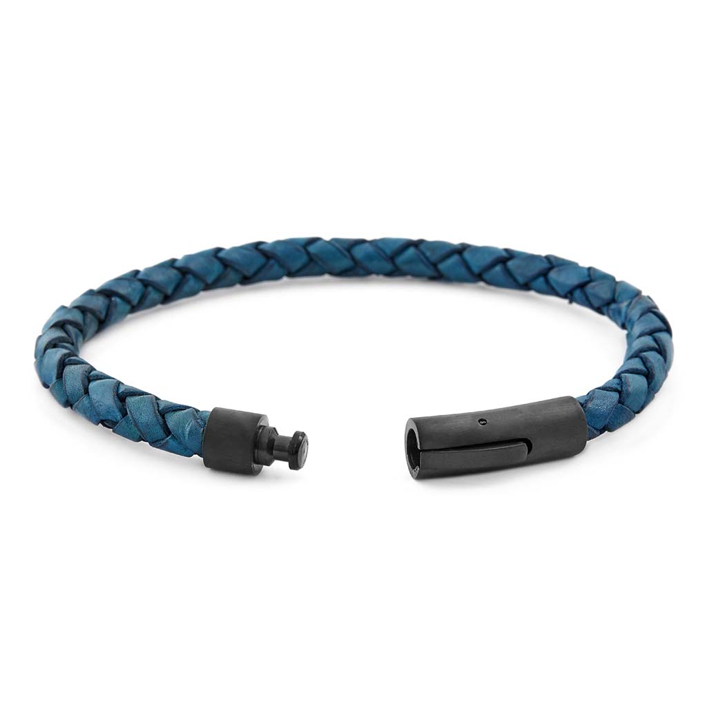 Pulseras Hombre Pulseras de Cuero Broche a Presión Azul