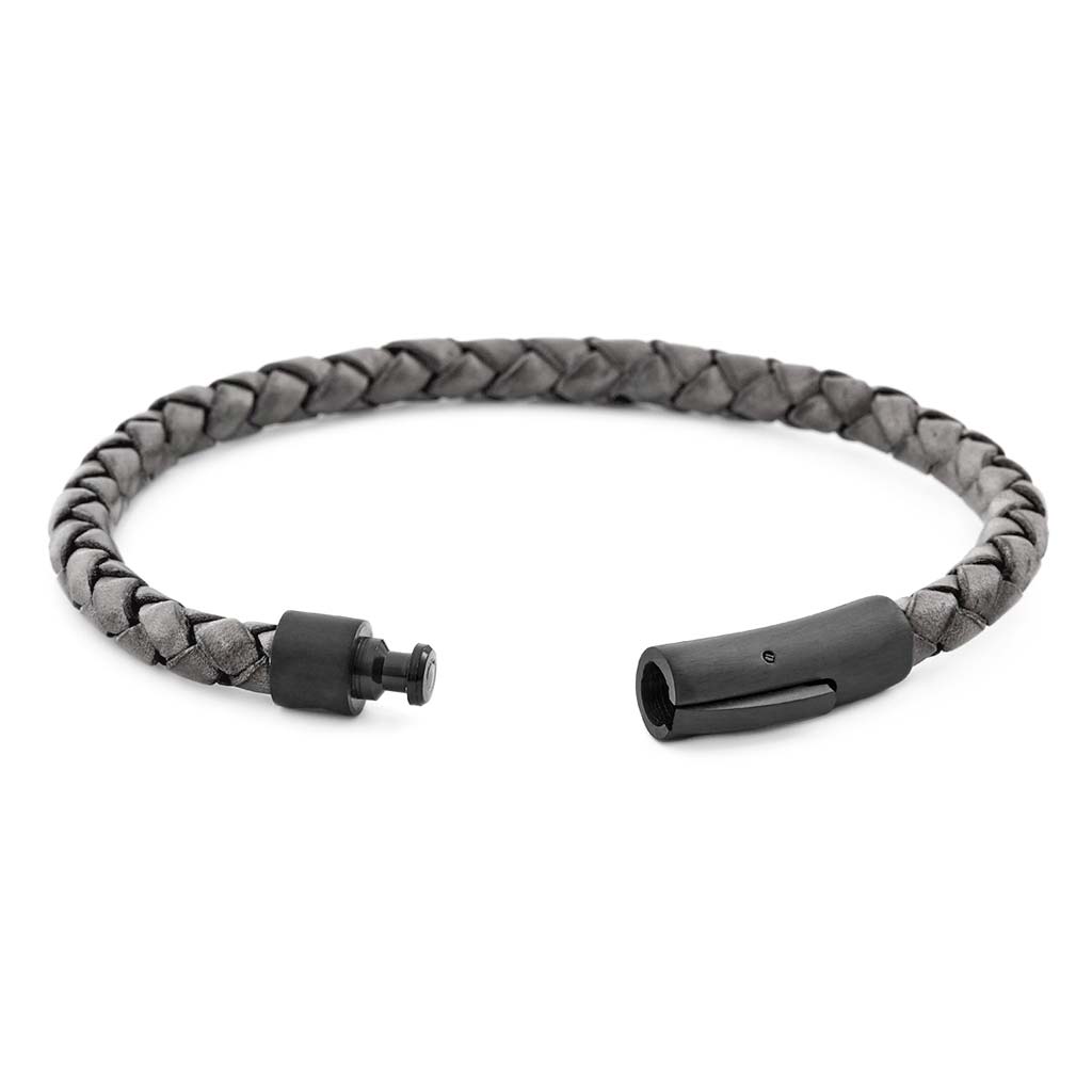 Pulseras de Cuero Hombre Pulseras Hombre Broche Presión Gris