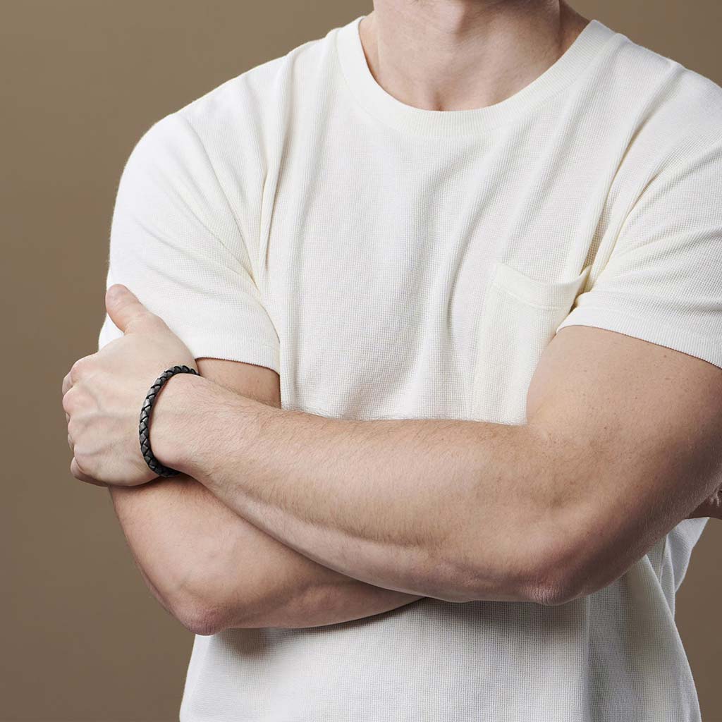 Pulseras de Cuero Hombre Pulseras Hombre Broche Presión Gris