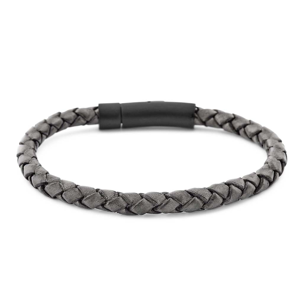 Pulseras de Cuero Hombre Pulseras Hombre Broche Presión Gris