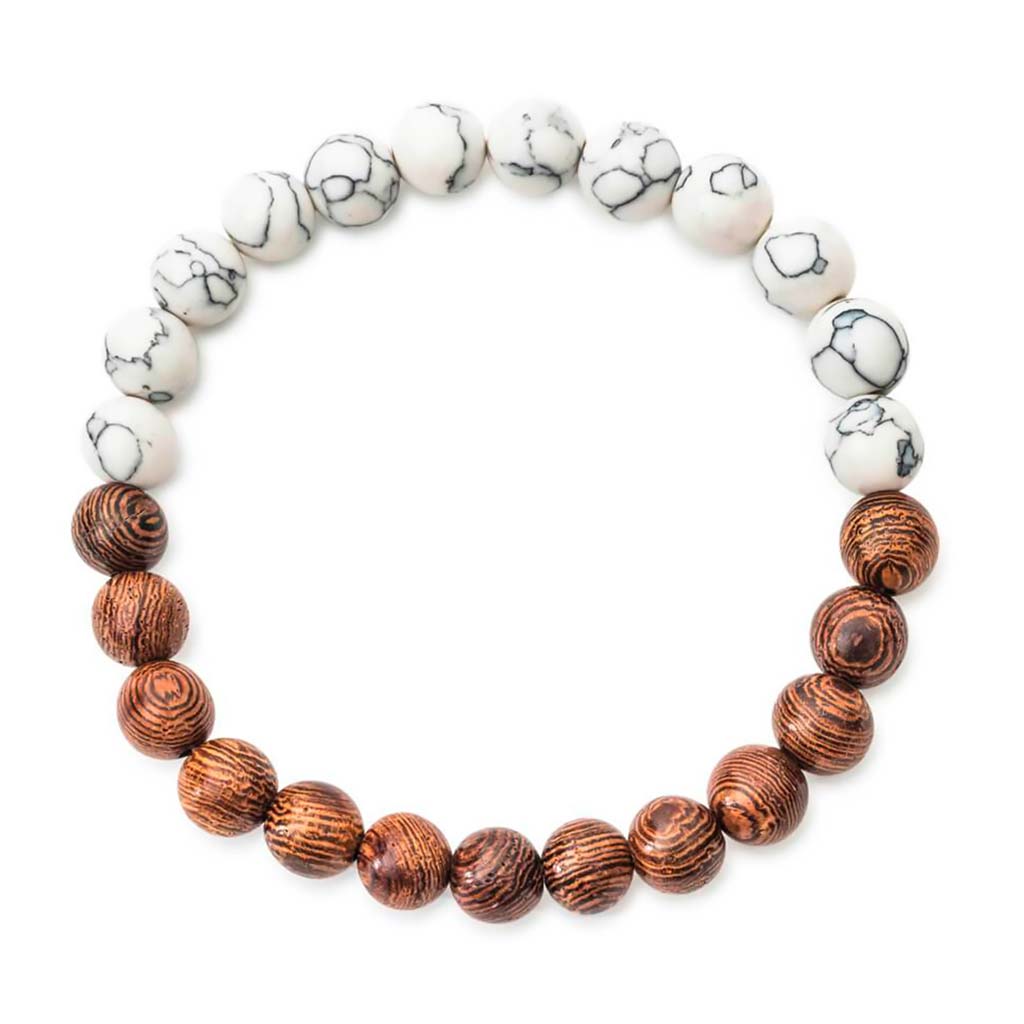 Pulseras Hombre Mujer Piedras Naturales Howlita Madera