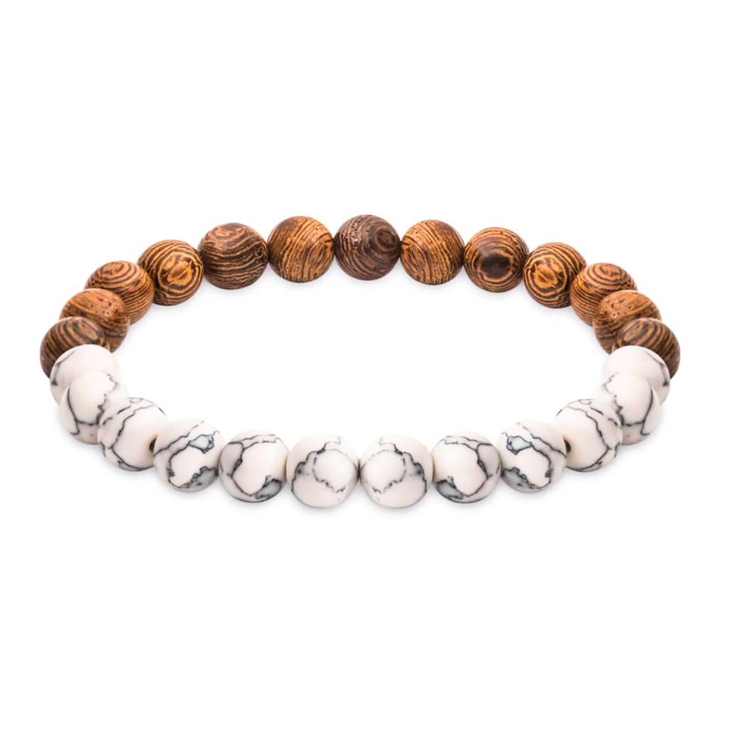 Pulseras Hombre Mujer Piedras Naturales Howlita Madera