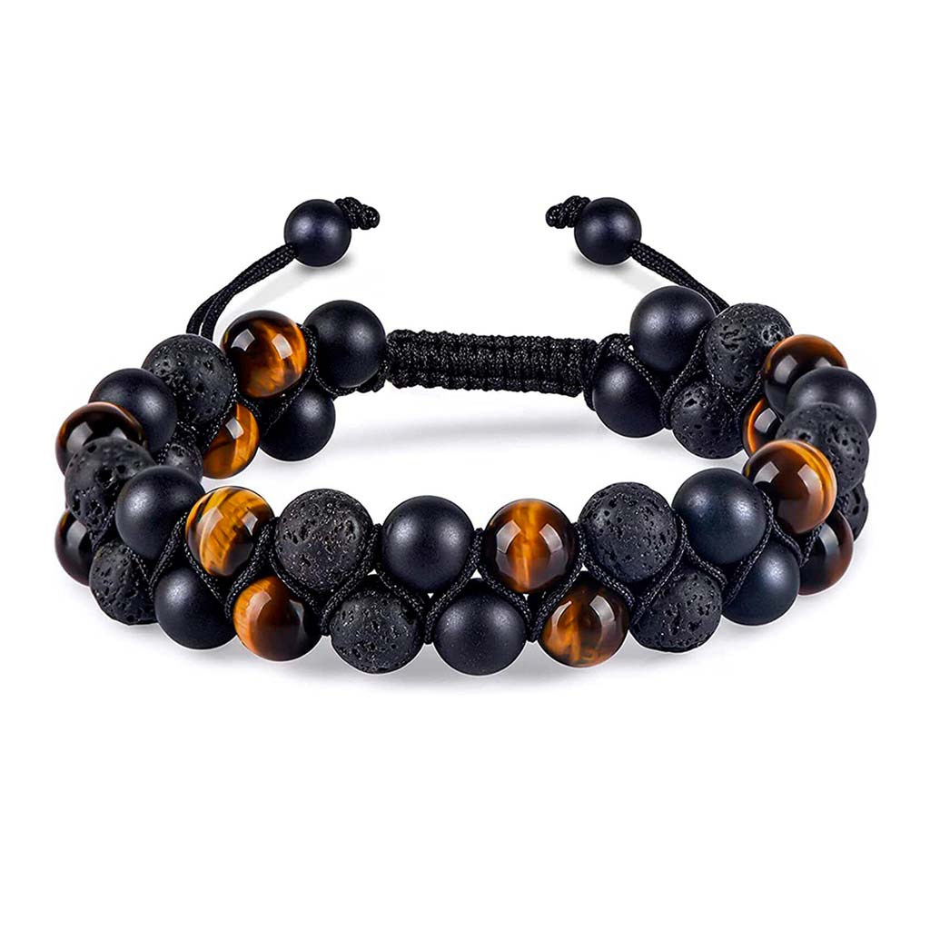 Pulseras de Piedras Naturales Ojo de Tigre Ónix Volcánica