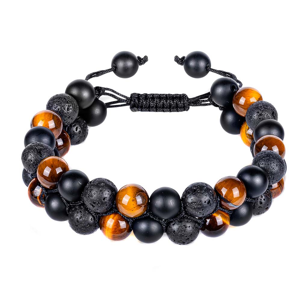 Pulseras de Piedras Naturales Ojo de Tigre Ónix Volcánica