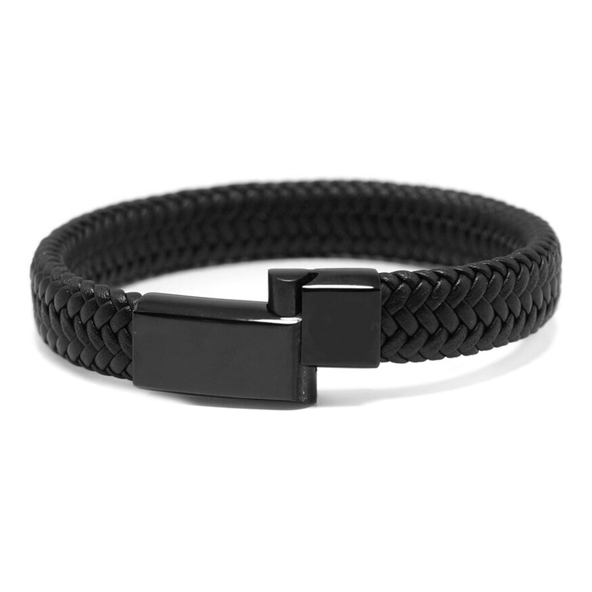 Pulsera de Cuero con tejido Espiga Broche Brillante Imantado