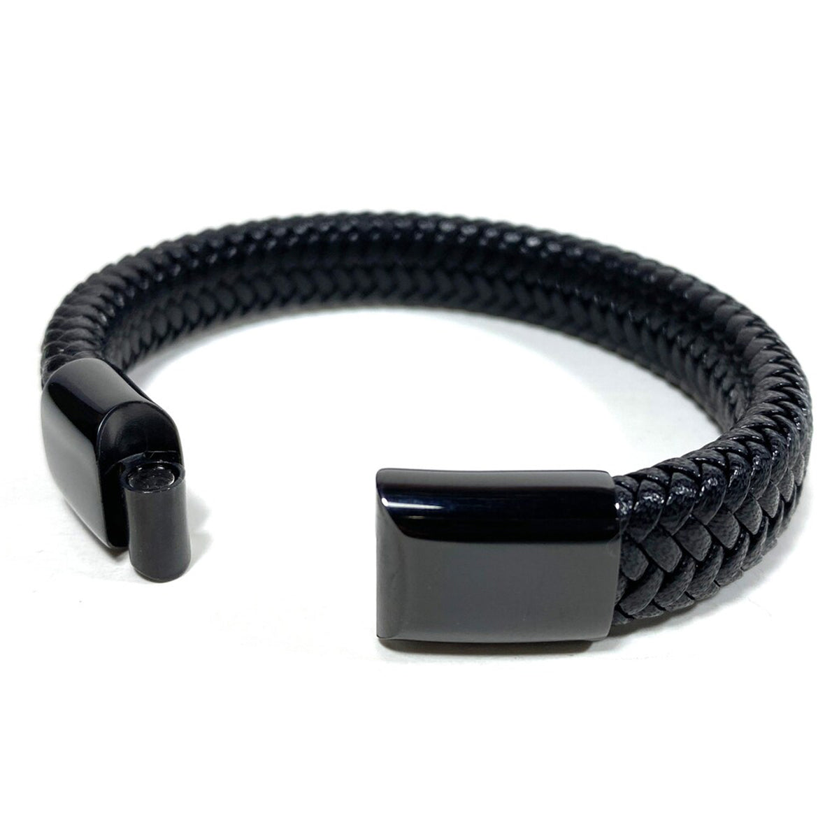 Pulsera de Cuero con tejido Espiga Broche Brillante Imantado