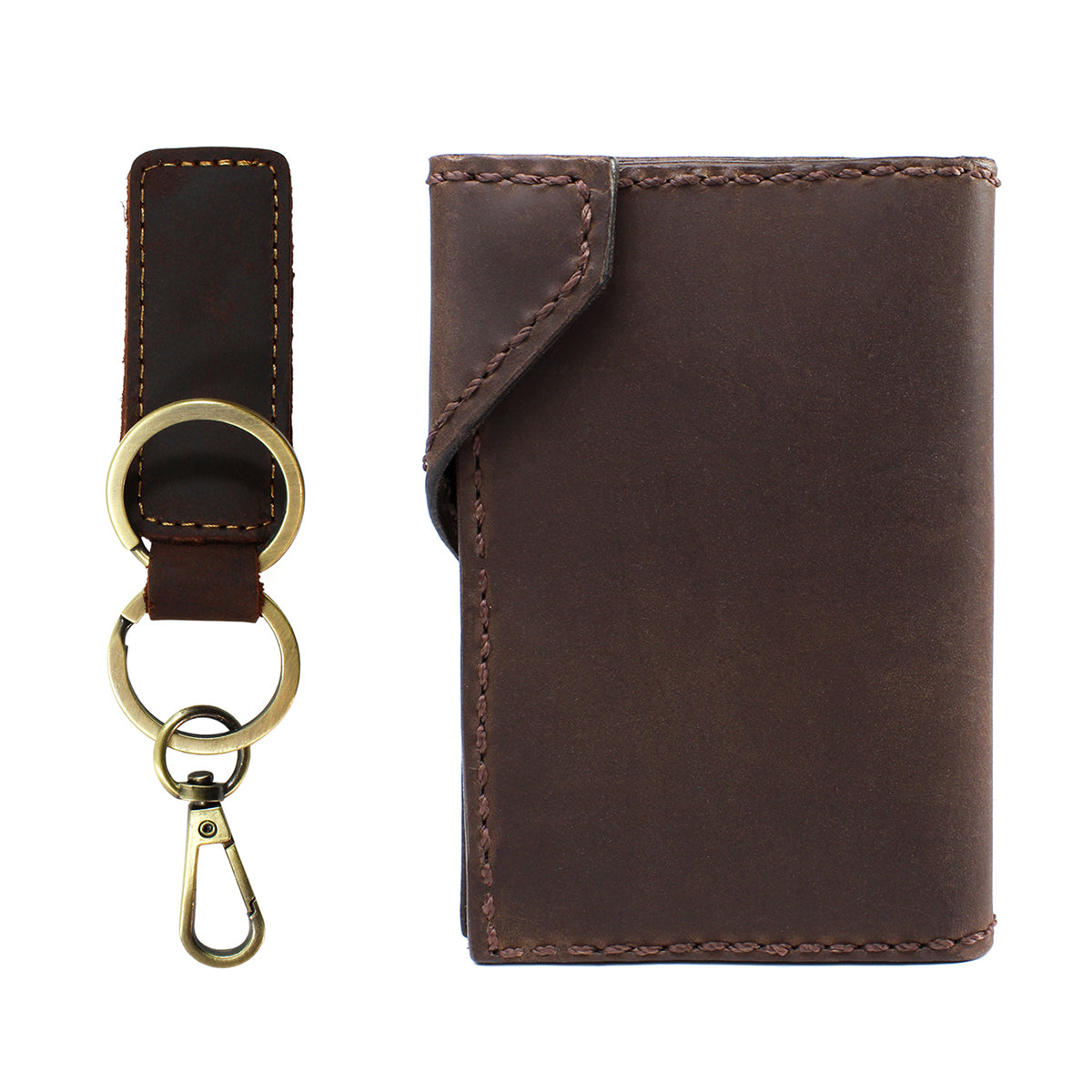 Pack Tarjetero Porta Tarjetas Cuero + Llavero Doble Anillo