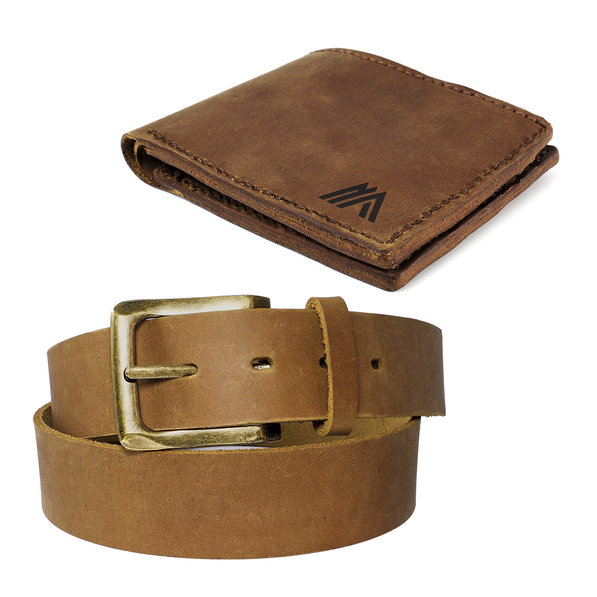 Pack Cinturones de Cuero Hombre Café + Billetera de Cuero