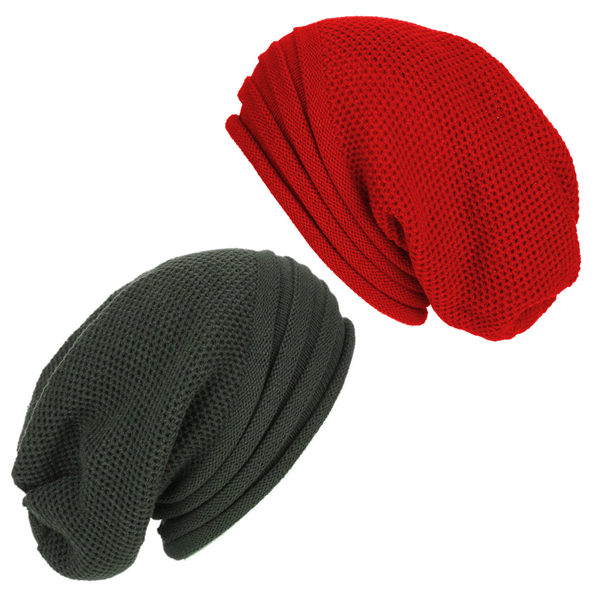 Pack de Gorros Algodón con Relieve Rojo y Verde 2 unidades