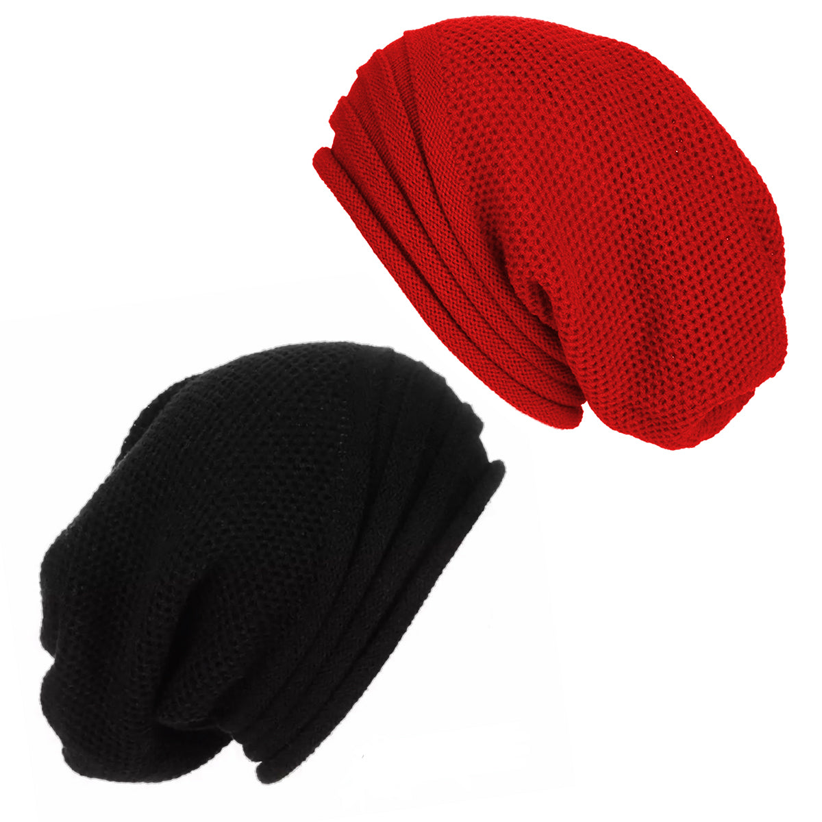 Pack Gorros de Algodón con Relieve x2 Unidades Rojo y Negro