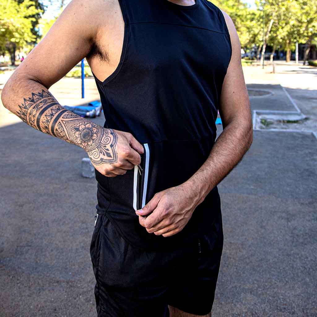 Conjunto Short Bolsillo + Polera Deportiva Cierre