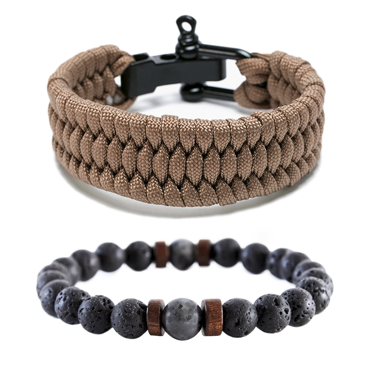 Pack 2 Pulseras Piedras Naturales + Brazalete Outdoor