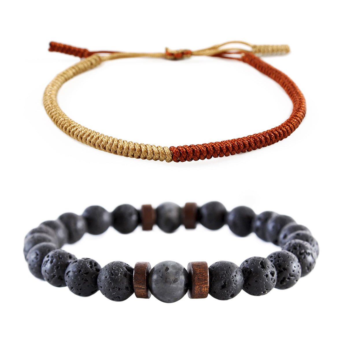 Pack 2 Pulseras Piedras Naturales + Pulsera Roja Budista