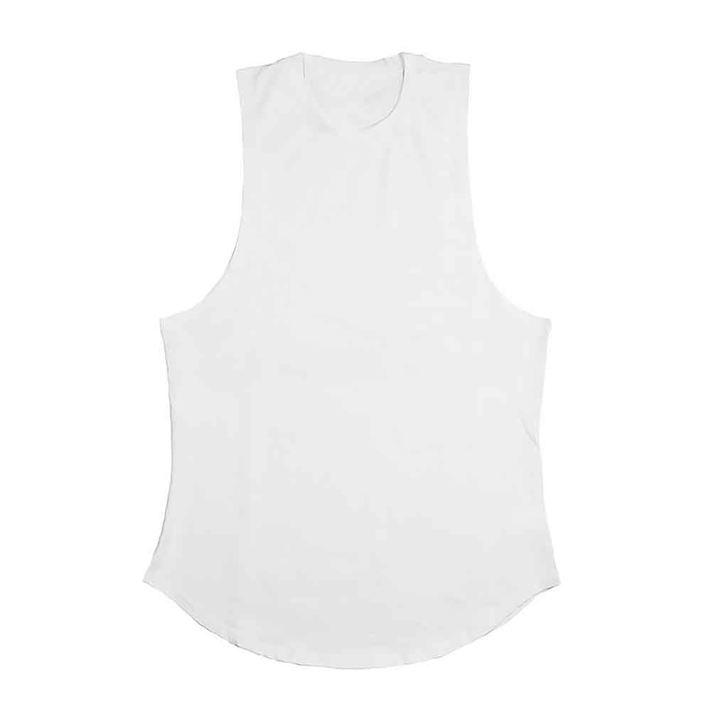 Polera Deportiva Musculosa Hombre Gimnasio Algodón Blanco