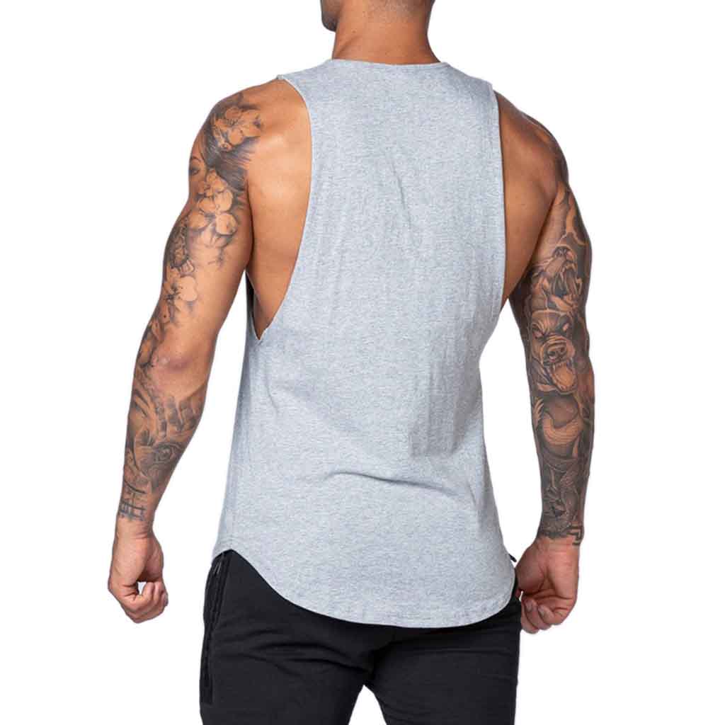 Polera Deportiva Musculosa Hombre Gimnasio Algodón Gris