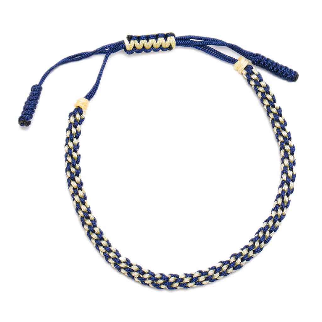Pulsera Budista Para La Suerte Azul Y Blanco Trenzado Moda