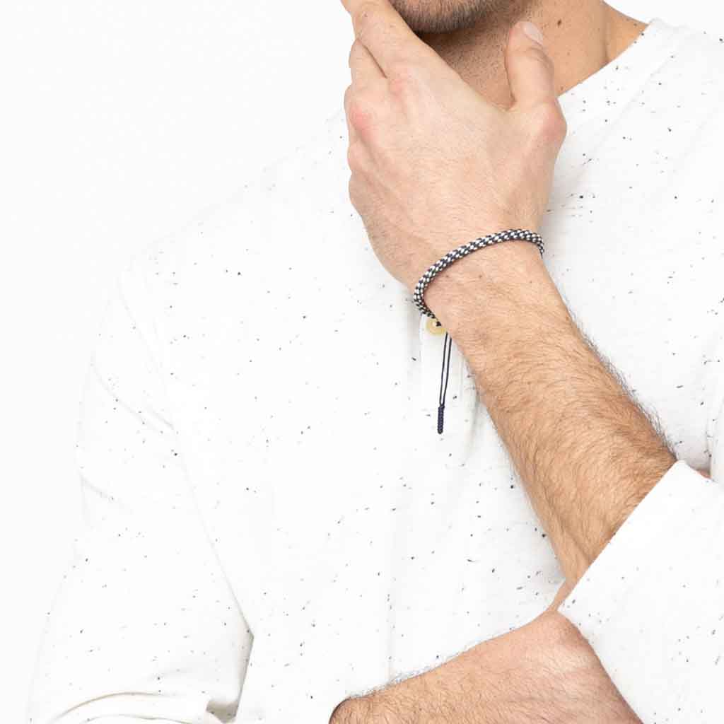 Pulsera Budista Para La Suerte Azul Y Blanco Trenzado Moda