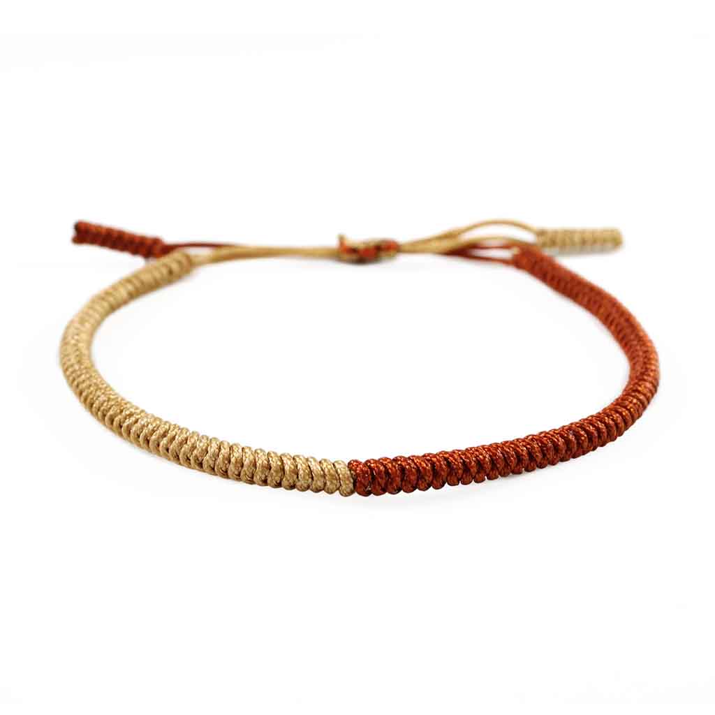 Pulsera Budista Para La Suerte Beige/roja Feng Shui