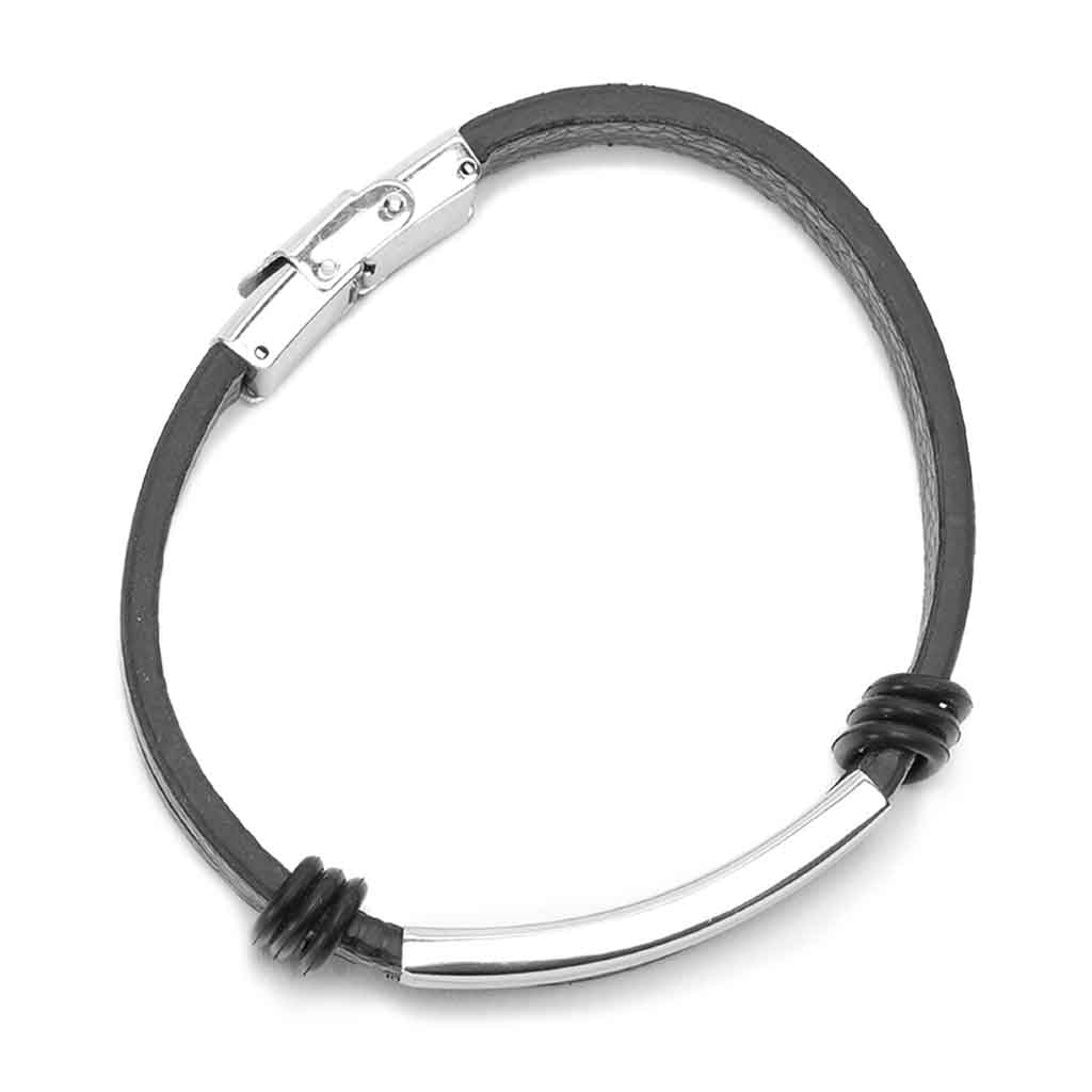 Pulsera Hombre Placa Grabable Color Plata