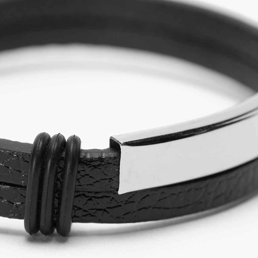 Pulsera Hombre Placa Grabable Color Plata