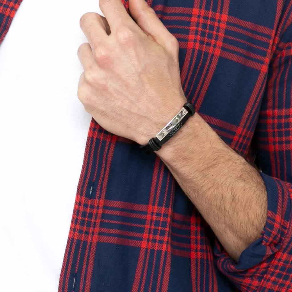 Pulsera Hombre Placa Grabable Color Plata