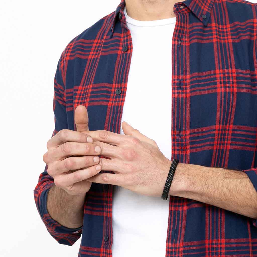 Pulsera Cuero Trenzada Piel de Serpiente Negra