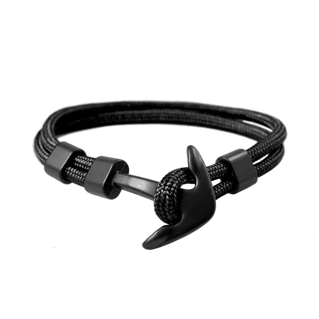 Pulsera De Ancla Nautica Negra Hombre Mujer Moda Juvenil2019