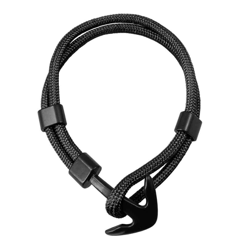 Pulsera De Ancla Nautica Negra Hombre Mujer Moda Juvenil2019