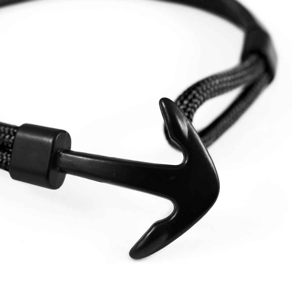 Pulsera De Ancla Nautica Negra Hombre Mujer Moda Juvenil2019