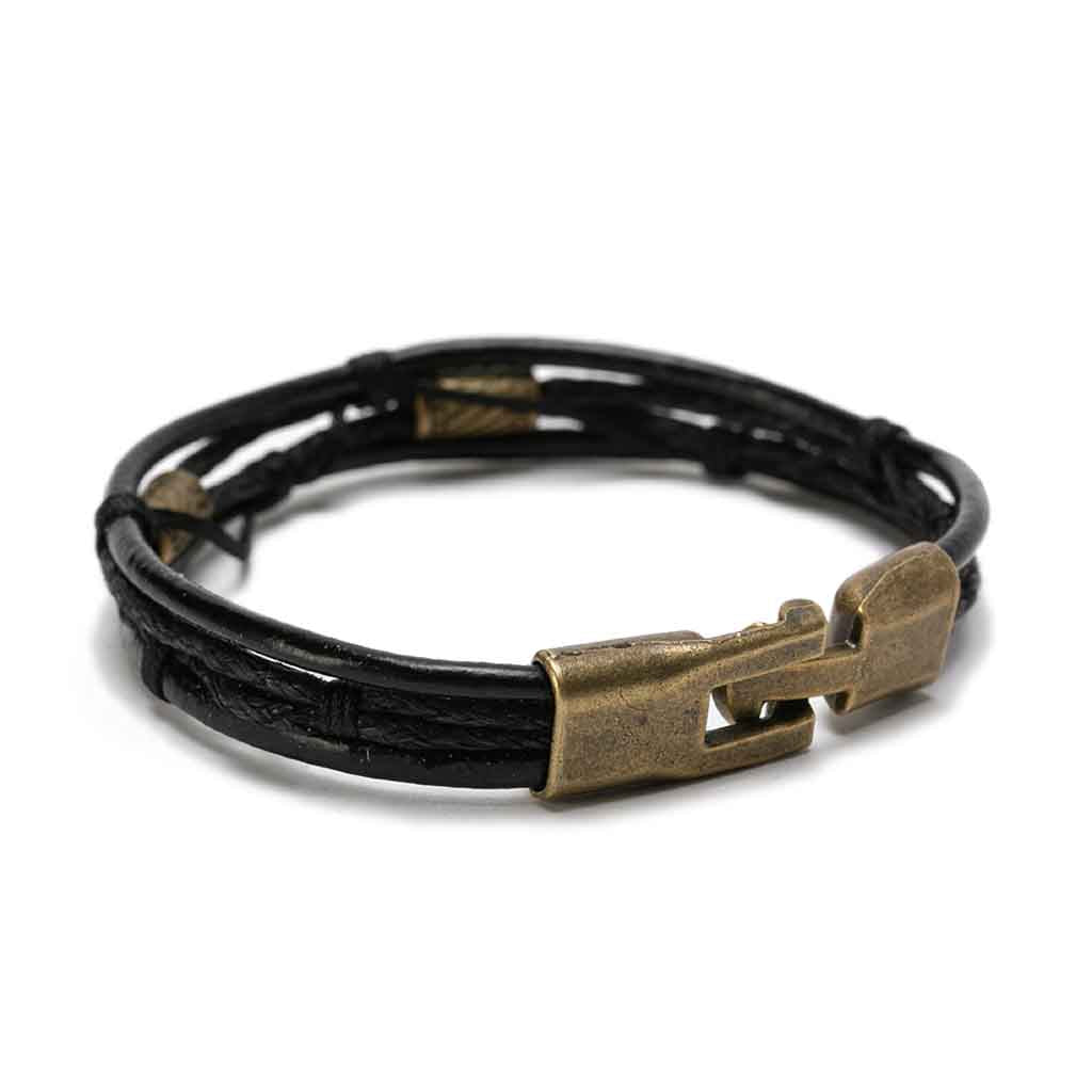 Pulsera De Cuerda Y Cobre Negra Hombre Mujer Moda Juvenil