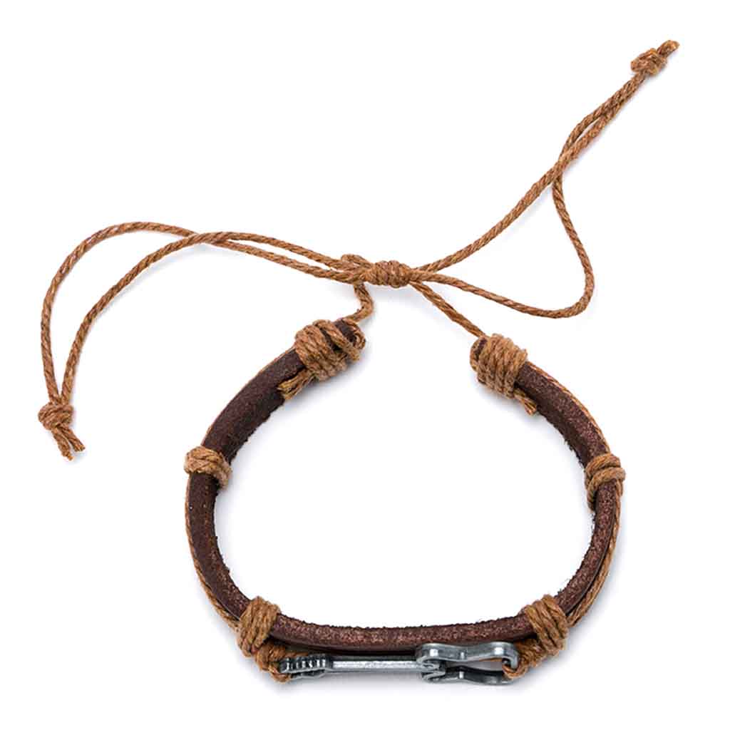 Pulsera de Cuero con Dije de Guitarra Ajustable