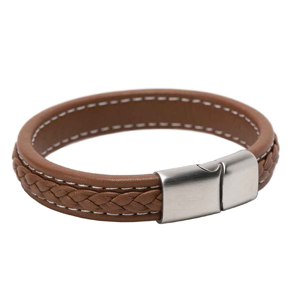 Pulsera De Cuero Clásica Café Juvenil Hombre Mujer Moda2019