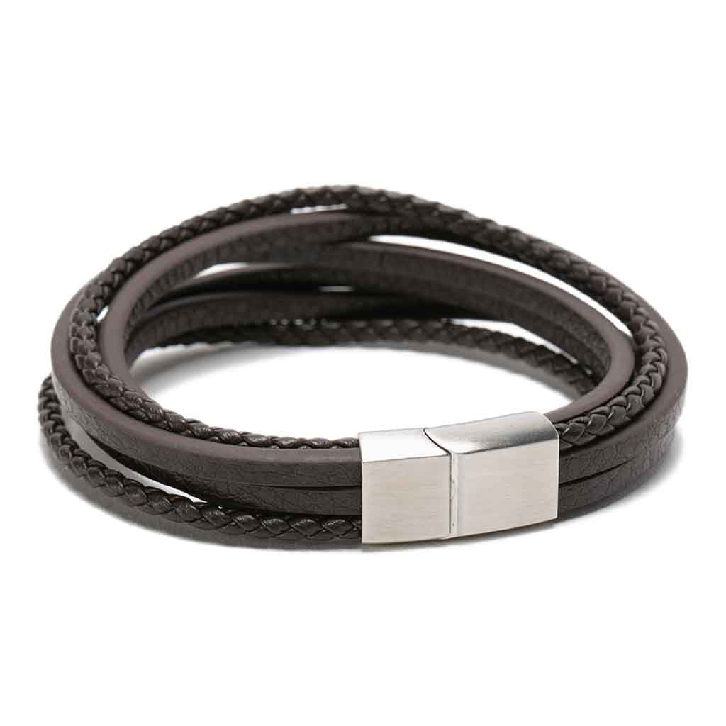 Pulsera De Cuero De Trenza Color Café Hombre Juvenil