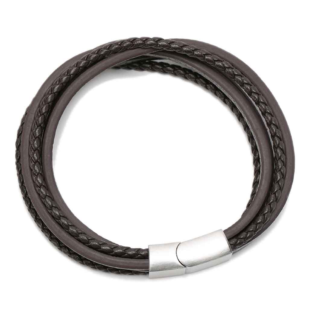 Pulsera De Cuero De Trenza Color Café Hombre Juvenil