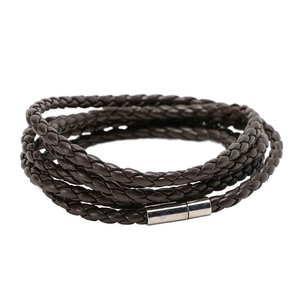 Pulsera De Cuero Larga Café Hombre Mujer Modelo Juvenil 2019