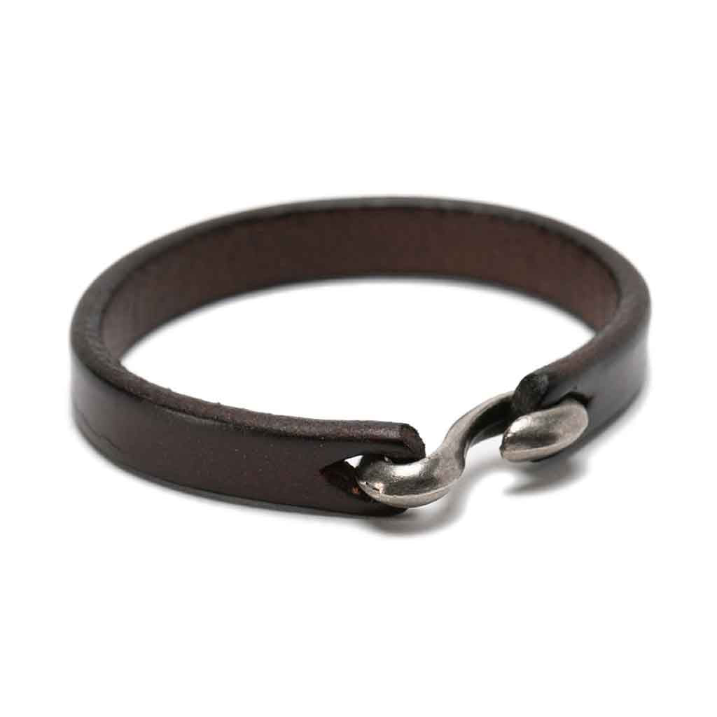 Pulsera de Cuero Hombre Liso Broche Gancho