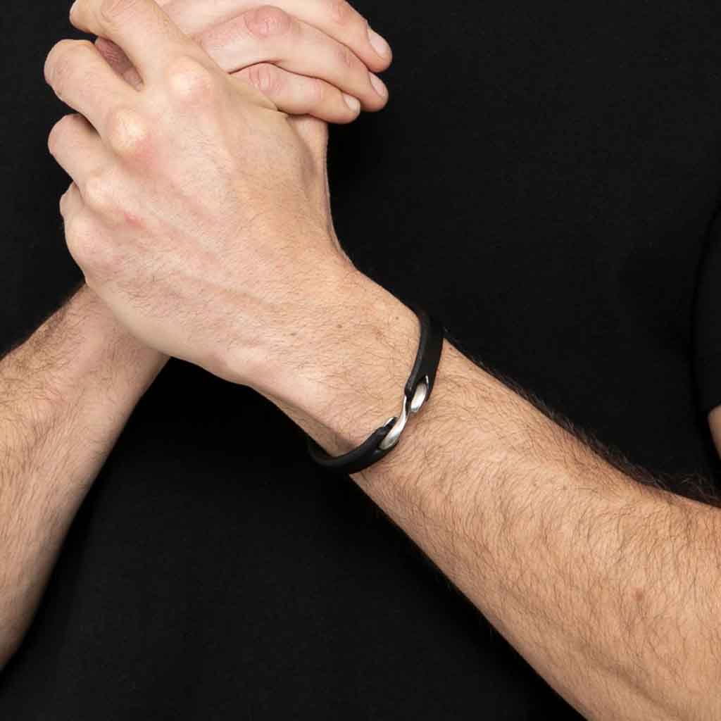 Pulsera De Cuero Lisa Negra Hombre Mujer Moda Juvenil 2019