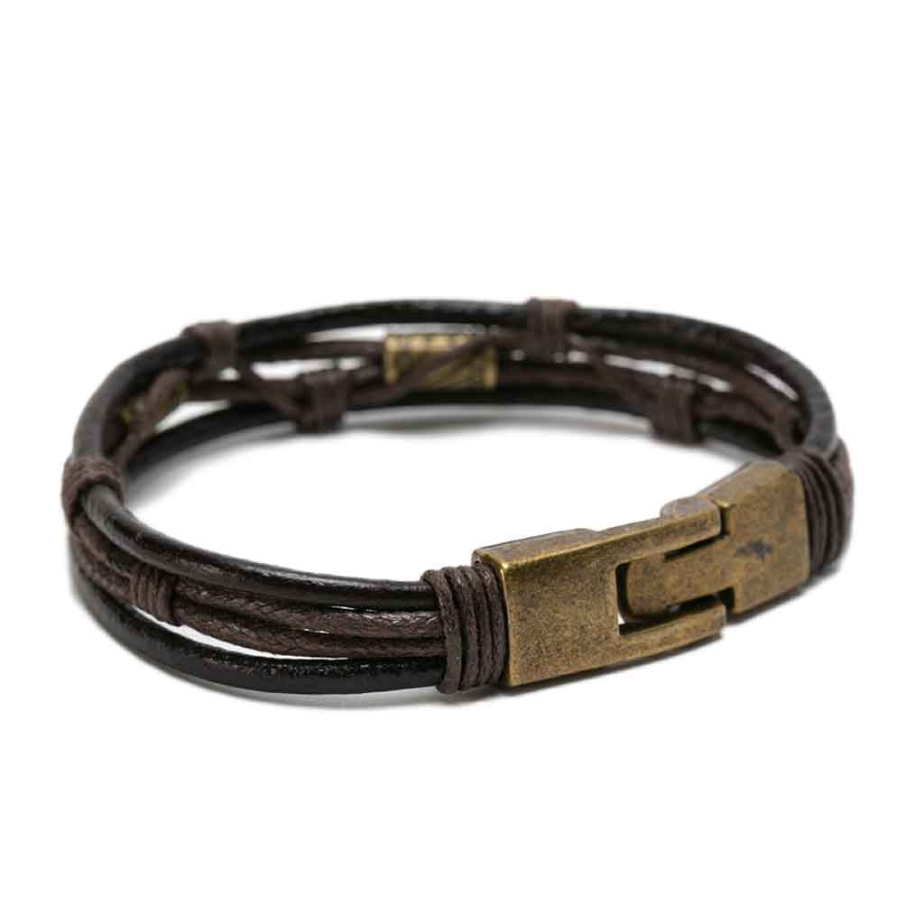 Pulsera De Cuero Modelo Vitange Marron