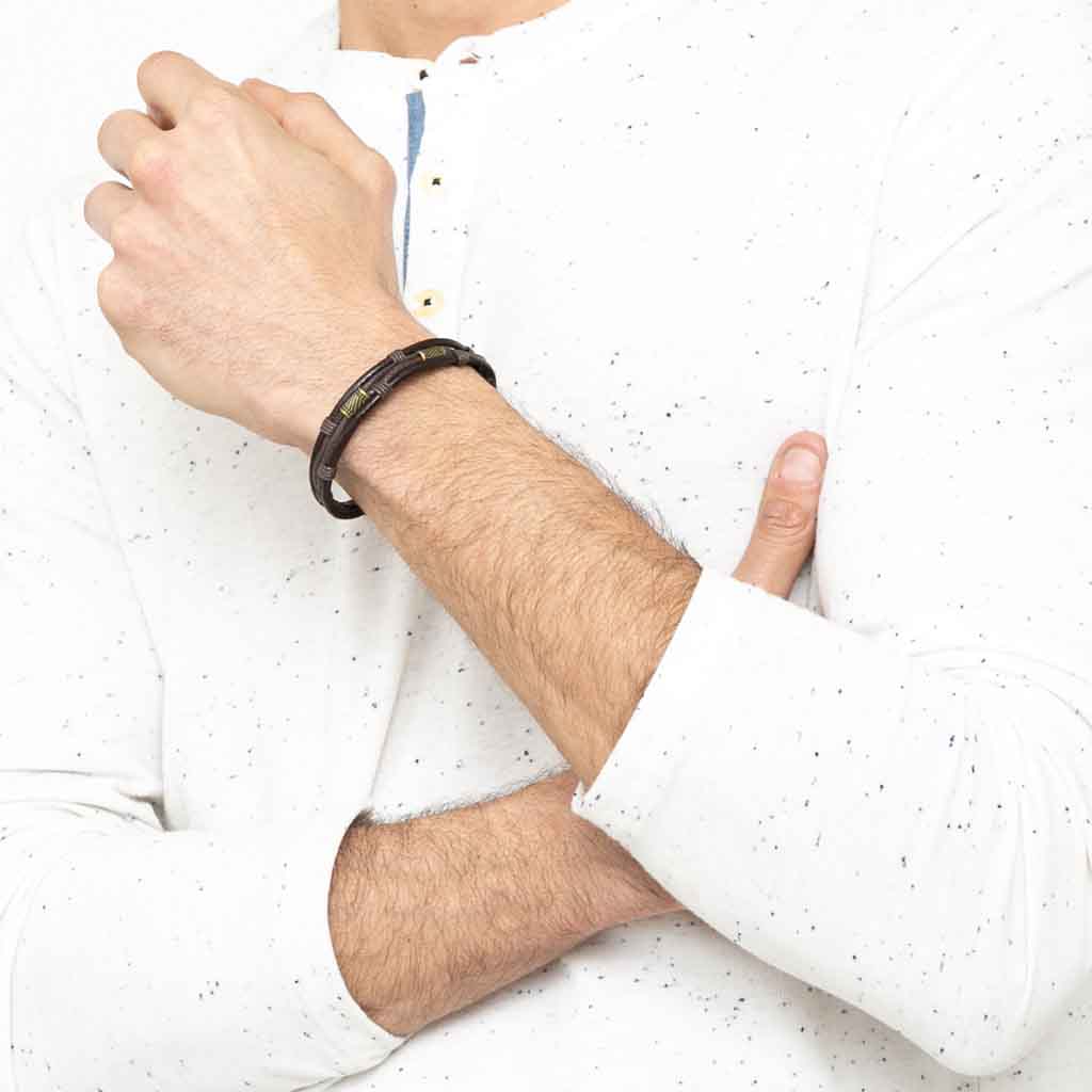 Pulsera De Cuero Modelo Vitange Marron