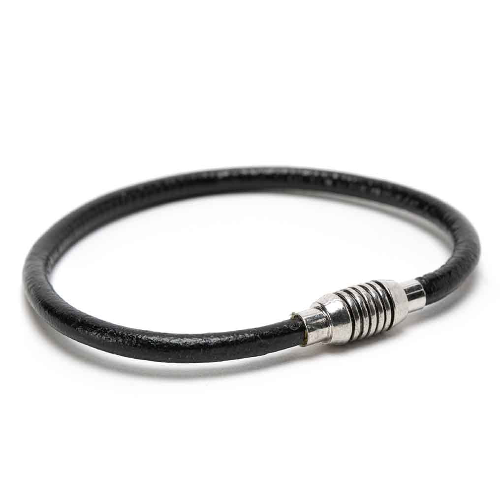 Pulsera De Cuero Hombre, Mujer Circular Negra Moda 2019