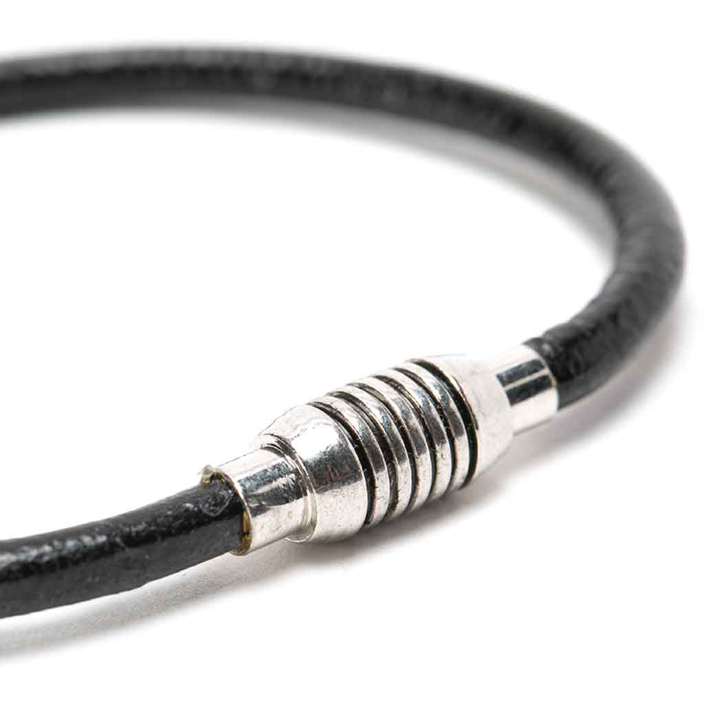 Pulsera De Cuero Hombre, Mujer Circular Negra Moda 2019