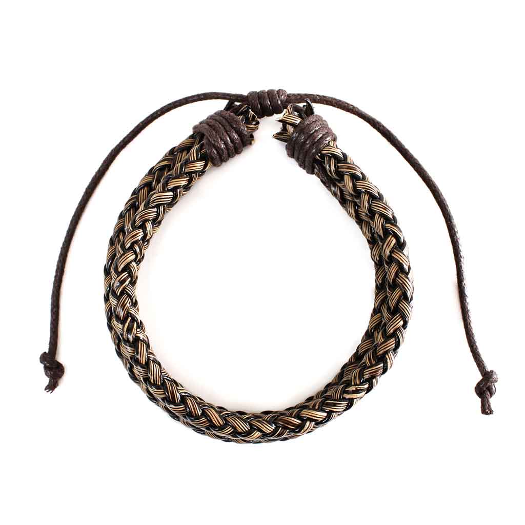 Pulsera de Doble Trenzado en Cuero Color Café Ajustable