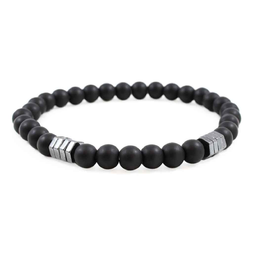 Pulsera de Hombre Piedra Ónix Mate Elegante